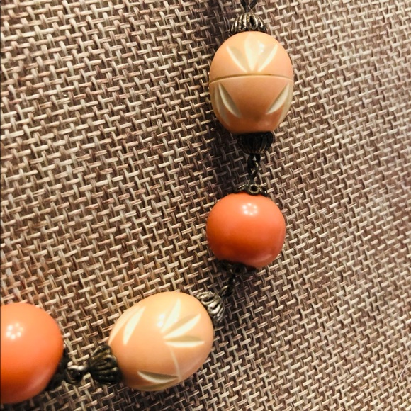 RARE Vintage Carved Bakelite Beaded with Sterling Silver Necklace - Picture 10 of 12